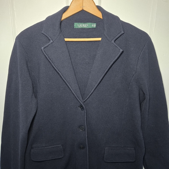 Lauren Ralph Lauren Sweater Knit Blazer Notch Collar 3 Button Old Money Size XL - Picture 4 of 11